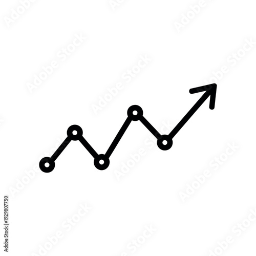 A simple black line graph showing an upward trend