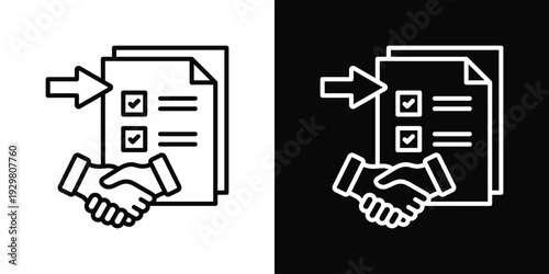 Task Delegation Icon In Black And White Filled Style.