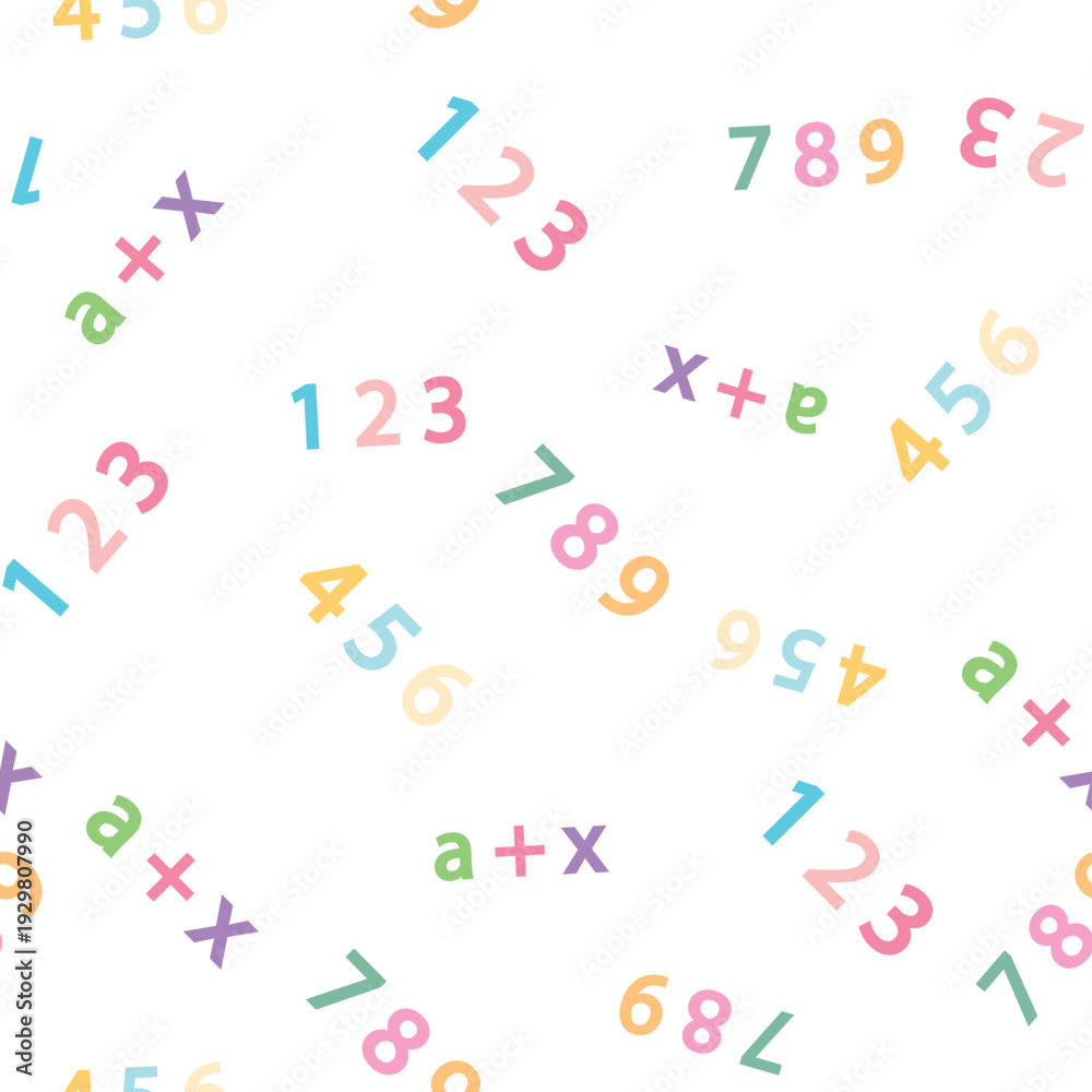 Obraz premium Seamless pattern with mathematical formulas and numbers. Algebra and geometry, calculations tangent, cotangent, sine, cosine