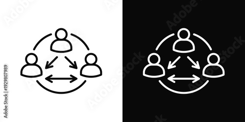 Workflow Coordination Icon In Black And White Filled Style.