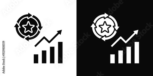 Continuous Improvement Icon In Black And White Filled Style.