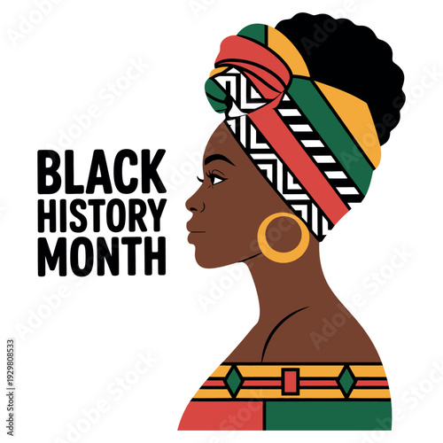 A vibrant illustration of a woman celebrating Black History Month