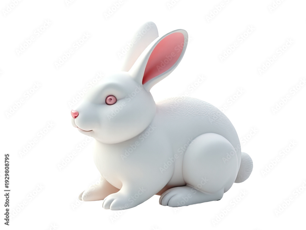 Obraz premium A close-up of a white rabbit with pink eyes sitting on a white surface