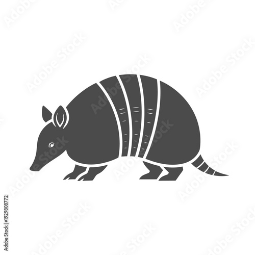 Stylized illustration of an armadillo in a simple, minimalist design.