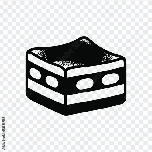 Black and white illustration of a cake with three layers
