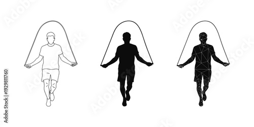 Man Jumping Rope Three Styles