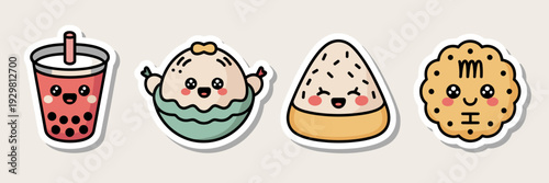 Adorable Lunar New Year food characters - Suitable for social media.