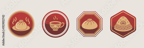Decorative Chinese New Year food symbols – Perfect for graphic design assets, sticker packs, or stationery branding.