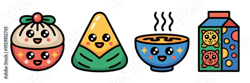 Vector sheet of smiling Chinese New Year food – Great for education.