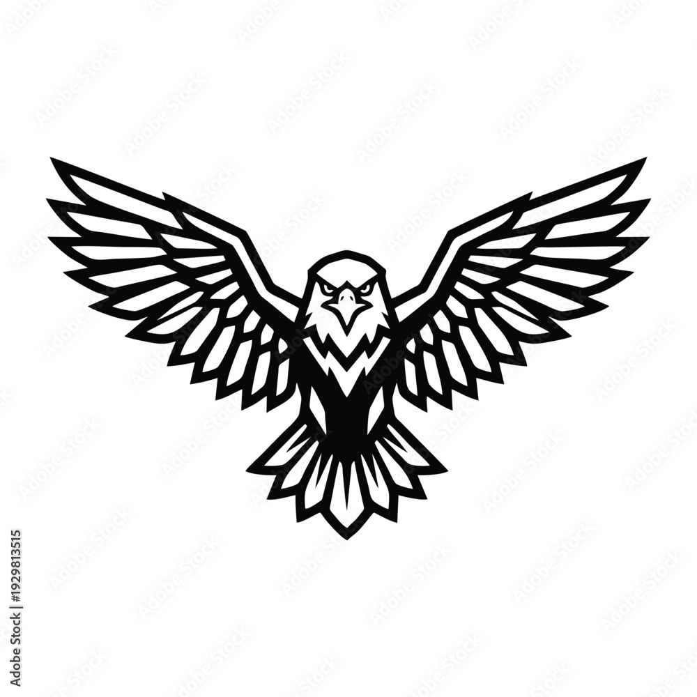 Obraz premium Fierce Eagle Mascot Logo: Bold Monochromatic Vector Design for Sports & Branding
