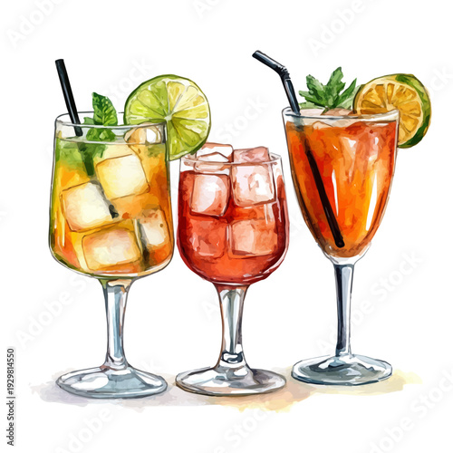 Foto watercolor of Other Specialty Drinks draw graphic, isolated on a white background