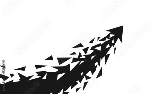Dynamic abstract arrow composed of shattered triangles