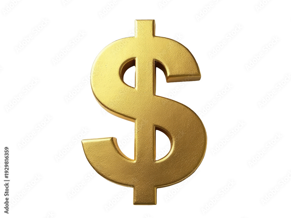 Obraz premium A bright golden dollar sign on a plain white background