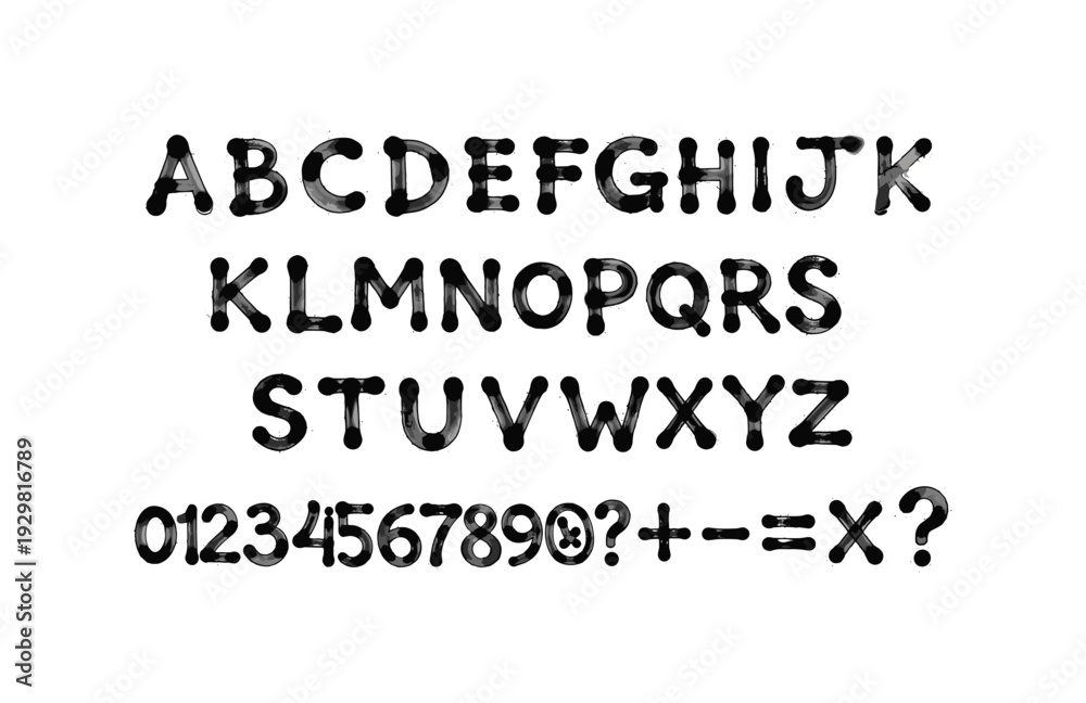 Obraz premium Creative water drop font featuring bold alphabet and numbers