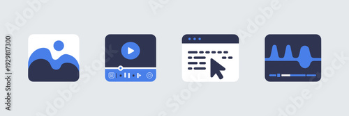 Generative AI media creation icons for video and image editors