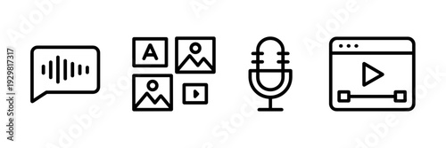 Minimalist AI integration icon sheet for multimodal models