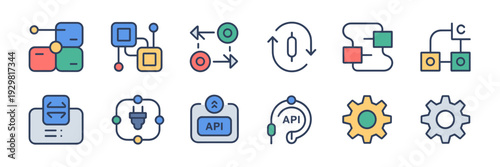 Automation workflow vector icon set – Great for DevOps platforms.
