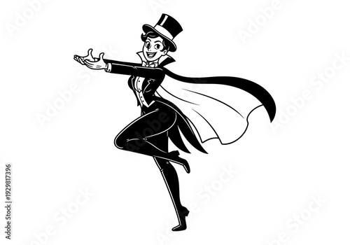 Elegant female magician performing a captivating stage act.