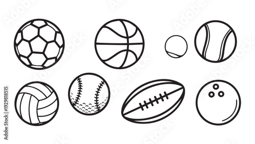 Collection of Sport Balls Icons and Symbols for Various Games