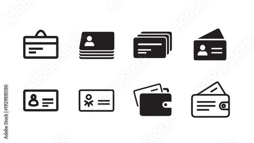 Credit Card and Wallet Icons Set Identity Cards Business Cards Payment Methods Financial Icons