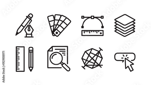 Graphic Design and Web Development Tools Icons Set
