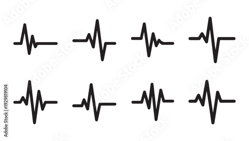 Heartbeat EKG Line Set Graphic Icon Collection Medical Concept