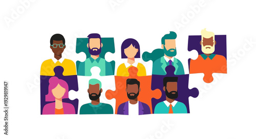 puzzle pieces of diverse people