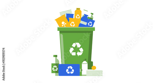 recycling bin with recyclable materials