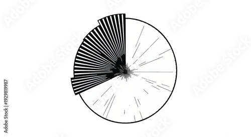 Circular Pie Chart with Radiating Lines - Concept of Data Distribution, Statistics and Segmented Analysis