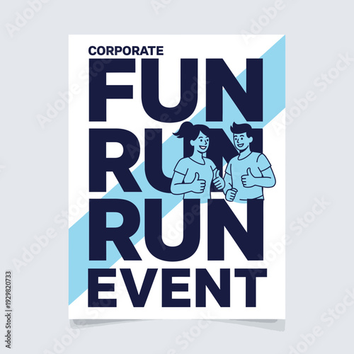 Corporate Fun Run Event Poster Featuring Cheerful Runners and Upbeat Atmosphere