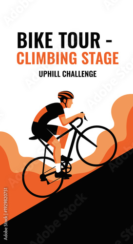 Cyclist Conquering Mountain Ascent Depicting Endurance And Determination For Bike Tour Event