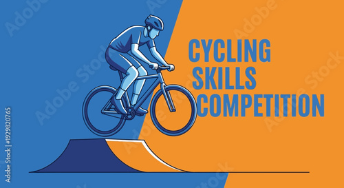 Cyclist Demonstrates Extreme Bicycle Skills During Thrilling Competition in Dynamic Composition
