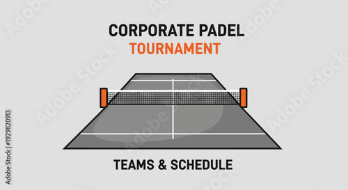 Corporate Padel Tournament Illustration Featuring Court Design and Event Details Presentation