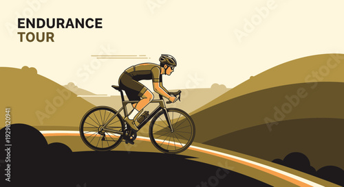 Cyclist Embarking On an Endurance Journey Through a Scenic Landscape Illustration