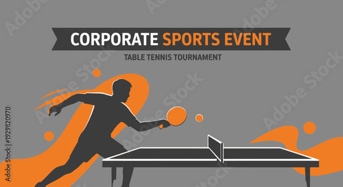 Corporate Sports Event Illustration Featuring Table Tennis Tournament for Recreation Purposes