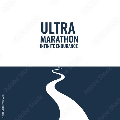 Conceptual Illustration Depicting Ultra Marathon Theme with a Winding Pathway and Endurance Text