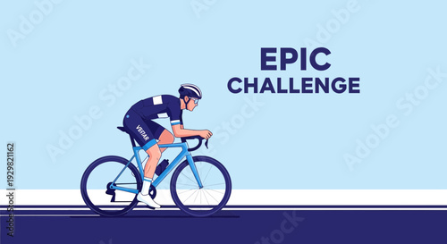 Cyclist Embarks On The Epic Challenge In The Dynamic Sports Illustration
