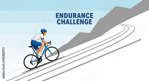 Cyclist Ascending Steep Hill Illustrating Endurance Challenge Concept And Determination
