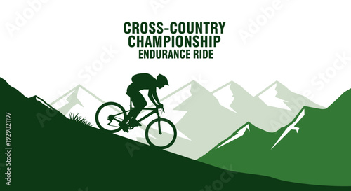 Cross Country Bicycle Race Through Rugged Mountains Endurance Championship Silhouette Ride