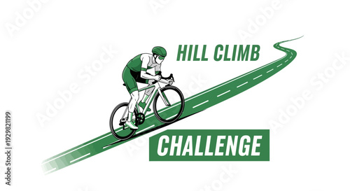 Cyclist Ascending Steep Hill: A Dynamic Illustration for Hill Climb Challenge