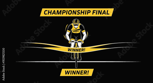 Cycling Champion Conquering The Championship Final Race, Achieving Victory For All