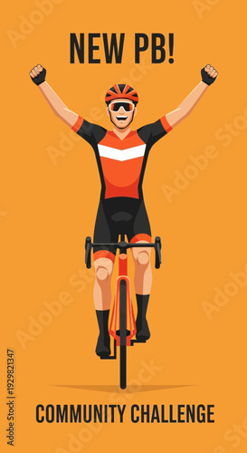 Cyclist Celebrates New Personal Best Achievement In Community Challenge Success Victory
