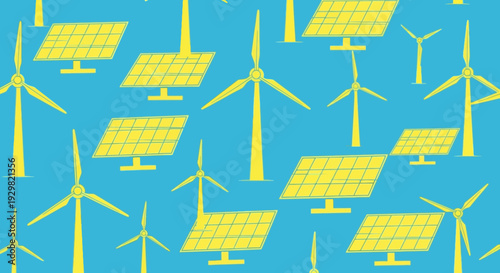 renewable energy, solar panels and wind turbines
