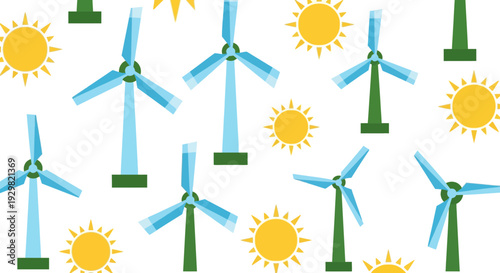 renewable energy, wind turbines and suns