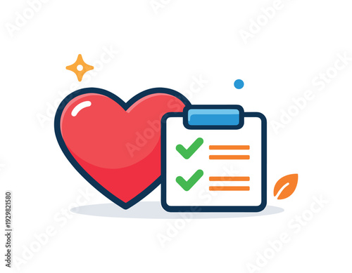 Personal long term wellness tracking and preventive health planning routine supporting balanced lifestyle management, a simple heart icon combined