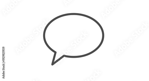 Black and white speech bubble icon.