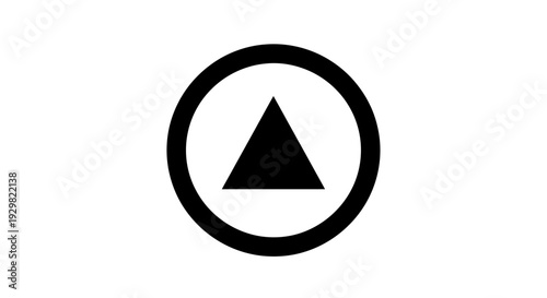 Black Triangle Inside Circle Simple Shape.
