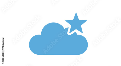 Blue Cloud with Star Icon Illustration.