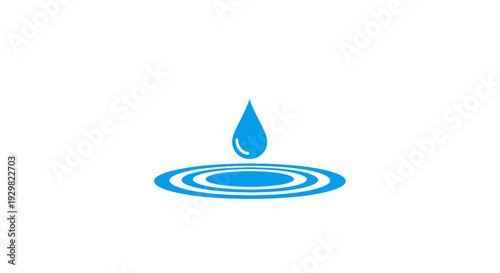 Blue Water Droplet Creating Ripples Illustration.