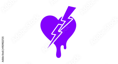 Broken Heart with Lightning Bolt Symbol.